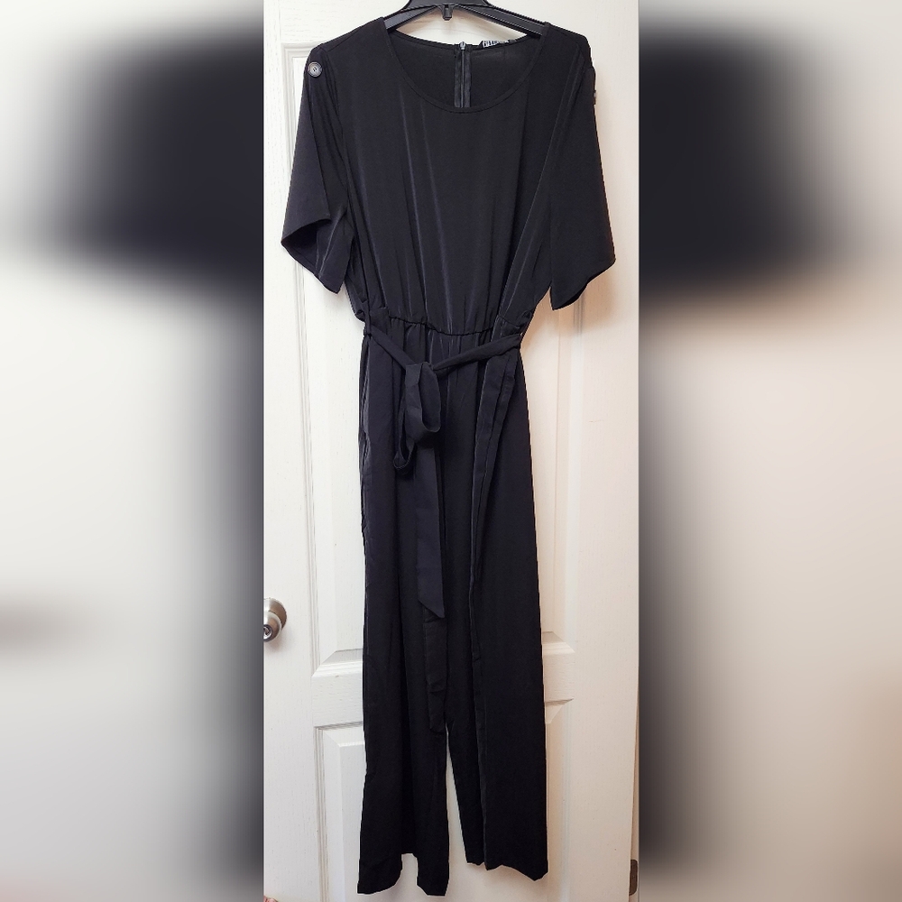 NEW Power Onesie Jumpsuit Romper Black Zip Up with pockets 18-20 Plus 2X